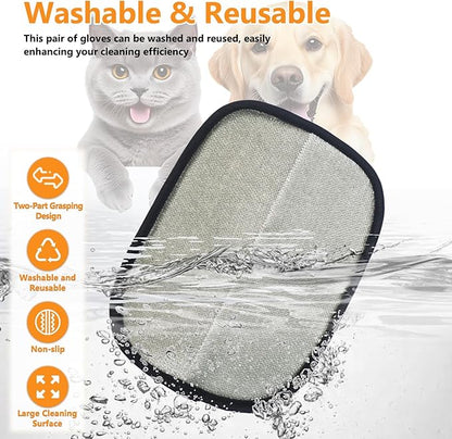 Pet Hair Removal Glove,2 Pcs Newly Upgraded Pet Hair Remover Gloves for Cats & Dogs,9.45″ x 7.1″ Large Electrostatic Pet Hair Gloves,Reusable Pet Hair Remover Tool For Couch Clothes Carpet Car Seat