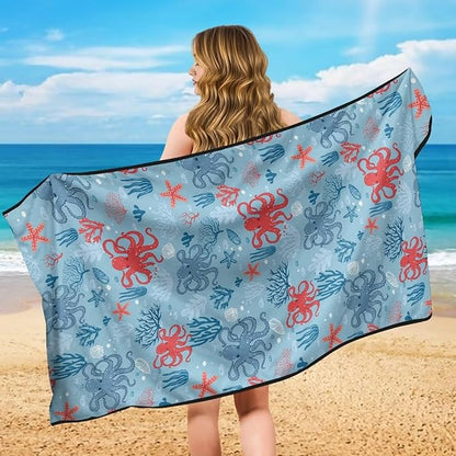SEANATIVE Cute Octopuses Car Cushion Towels Absorbent Towel for Car Seat Scratch-Resistant Automotive Seat Covers Breathable Sweat Towels for Yoga & Hot Weather Driving