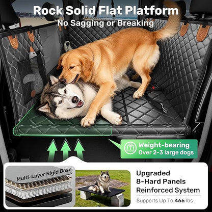 Zanch Heavy-Duty Dog Car Seat Cover, Flat Solid Back Seat Extender for Multi Large Dogs, Hard-Base Supports 450 lb, Waterproof Scratchproof Hammock Protector, Standard for Cars, SUV, Trucks, Orange