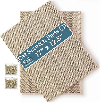 Cat Scratch Pads Refill Pack, 17”x12.5” Double-Sided Cardboard Scratching Boards for the 5609Pets Cat Scratcher Box (2 Pack)