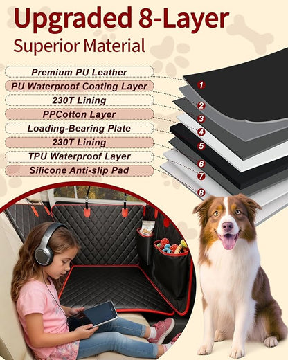 Dog Car Seat Cover for Back Seat, New Upgraded Heavy Duty Dog Car Seat Cover, Waterproof and Wear-Resistant Bench Back Seat Cover with Non-Slip Pad, 66"x60"Size Fits Cars, Trucks, SUVs