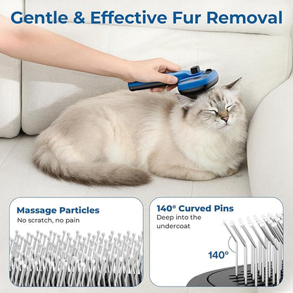Pecute Cat Steam Brush, Self-Cleaning Steam Cat Brush with 2 Water Spray Modes, Large Capacity Tank, Steaming Renu Dog Brush for Shedding Massaging Grooming, Cool Mist Only