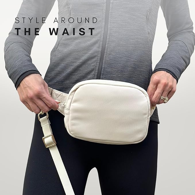 Hands Free Leash and Belt Bag | Cream Belt Bag + Leash
