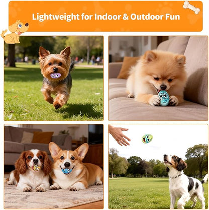 Squeaky Dog Toys for Puppy Small Dogs, 3 Pack Soft Latex Rubber Dog Chew Toy with Squeaker, Smile Face Dog Squeaky Balls for Interactive Play & Training