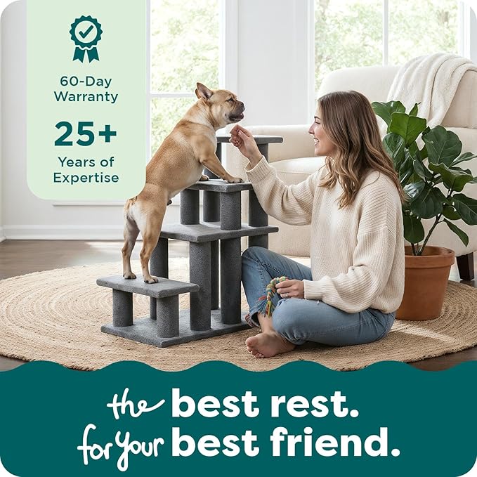 Furhaven Steady Paws Multi-Step Pet Stairs for High Beds & Sofas - Gray, 3-Step