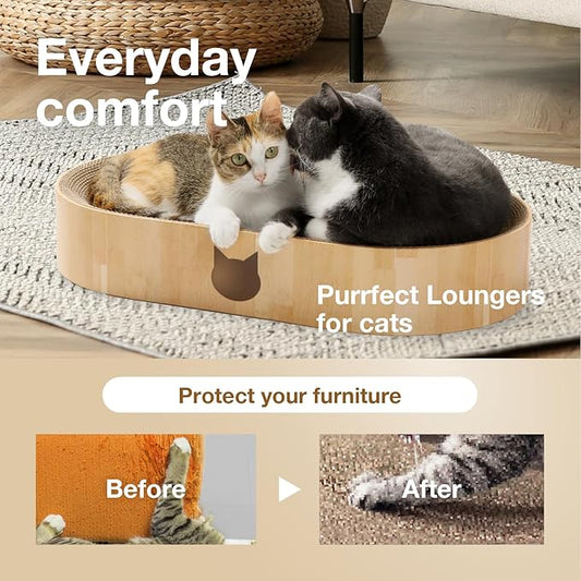 Necoichi Cat Scratcher Bowl Capsule for Indoor Cats - Cat Scratching Lounger with Reversible Usability and Extra Comfort for Lounge, Cardboard Bed Couch