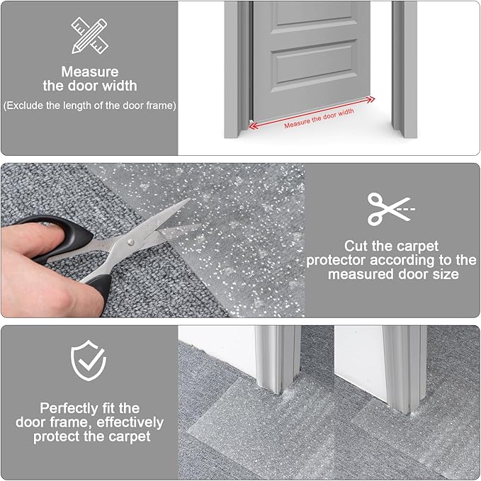 Uross Carpet Protector for Pets - Cat Carpet Protector for Doorway, Anti Scratch Under Door Cat Scratch Protector Mat, Easy to Cut Plastic Stopper Cat Scratch Guard Carpet 3.6FT-Silver