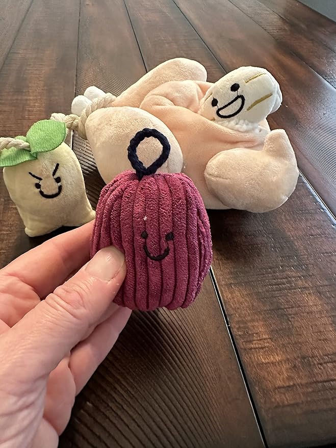 Glow Pups Plush Dog Toy Set of 4, Interactive Squeaker Toys for Dogs, Plush Material, Hide and Seek Game, Food Parody Design, Peach Color, Fun and Durable for Puppies