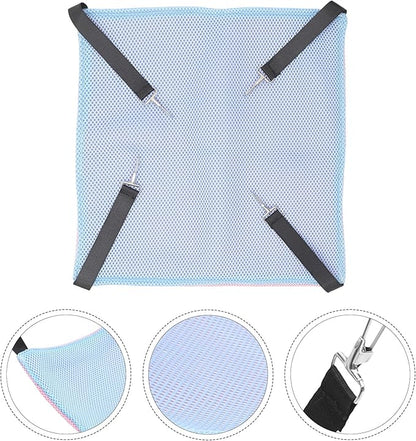 BESTYASH Cat Hammock for Cage Hanging Small Pet Mesh Bed Reversible Breathable Double-Sided Hammock with Hooks for Cats and Small Animals, Size M, Pink Blue