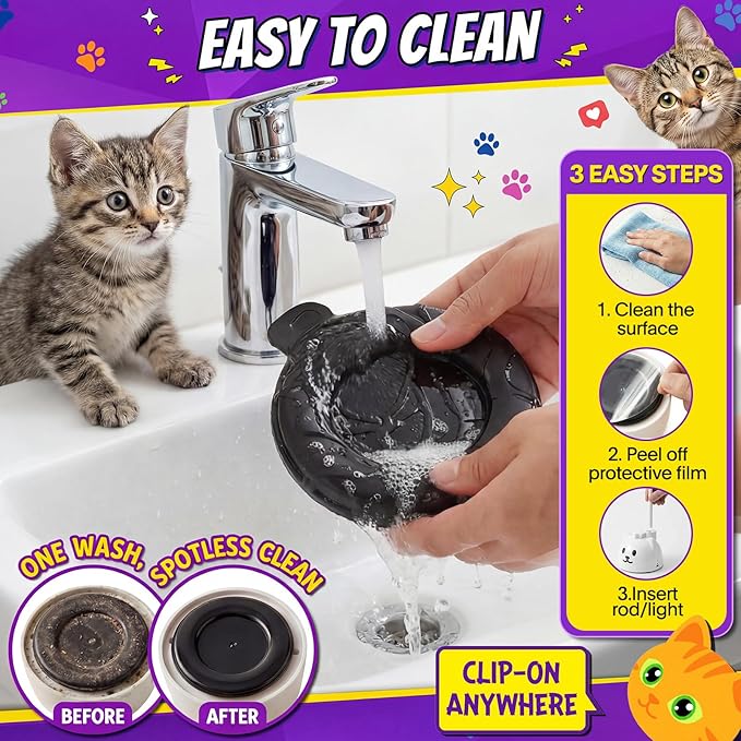 Interactive Cat Toys for Indoor Cats: Upgraded 360° Automatic Spin Flying Bird Feather Wand with Silicone Protected Rod Safe Play, Strong 8cm Suction Cup, USB-Rechargeable for Bored Kittens and Adult