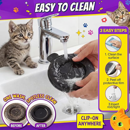 Interactive Cat Toys for Indoor Cats: Upgraded 360° Automatic Spin Flying Bird Feather Wand with Silicone Protected Rod Safe Play, Strong 8cm Suction Cup, USB-Rechargeable for Bored Kittens and Adult