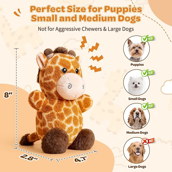 Dog Toy for Small & Medium Puppies – Squeaky Plush Giraffe with Crinkle, Cute Stuffed Puppy Toy for Boy & Girl Dogs, Birthday Gift to Keep Them Busy and Relieve Boredom