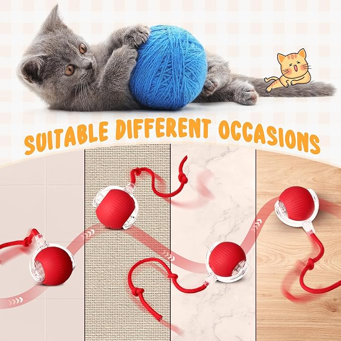 6 Pack Interactive Cat Ball Toy 360° Automatic New Interactive Rolling Ball Rechargeable Gifts for Cat Dog Lovers Indoor Exercise Electric Self Rolling Toy Large and Small Puppy Kitten Bulk