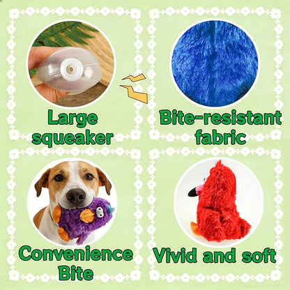 Squeaky Dog Toys Durable Stuffed Bird Dog Toys with Unique Squeak Sounds to Keep Dogs Busy, Cute & Funny Interactive Puppy Chew Toys for Small, Medium and Large Dogs(Red Parrot)