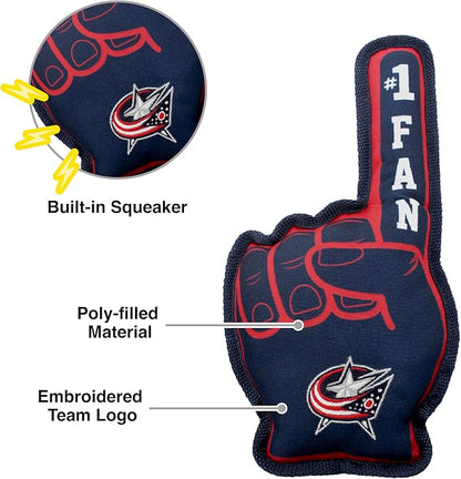 Pets First NHL Columbus Blue Jackets #1 Fan Toy for Dogs & Cats. Best Tough PET Toy with Inner Squeaker. Number One Premium Dog Toy for Strongest Chewers & Sports Fans, One Size