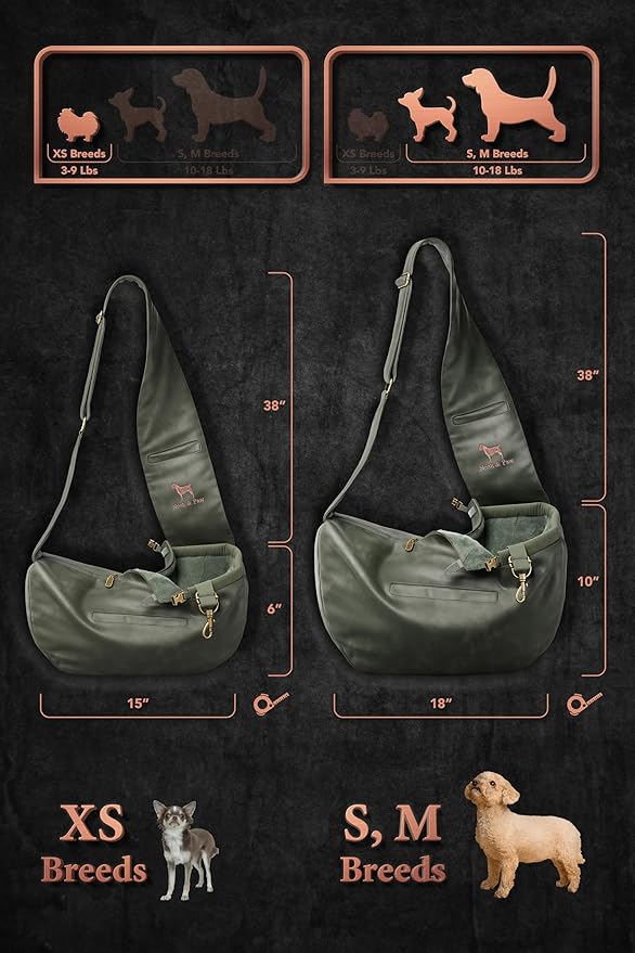 Noah & Paw Dog Sling Carrier for Small Dogs 3-10lb, Dog Sling for Small Dogs and Cats, Dog Carrier with Adjustable Padded Strap, Vegan Denim Lined with Fur, 3X Safety Features, Machine Washable