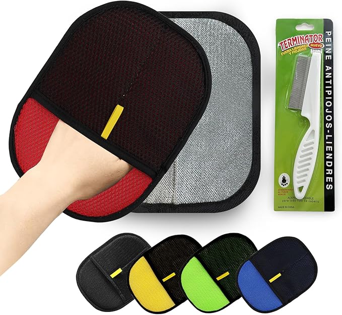2pcs Set Pet Hair Remover Glove, Grooming Gloves for Dogs and Cats,Reusable Cat & Dog Hair Remover for Couch, Furniture (red)