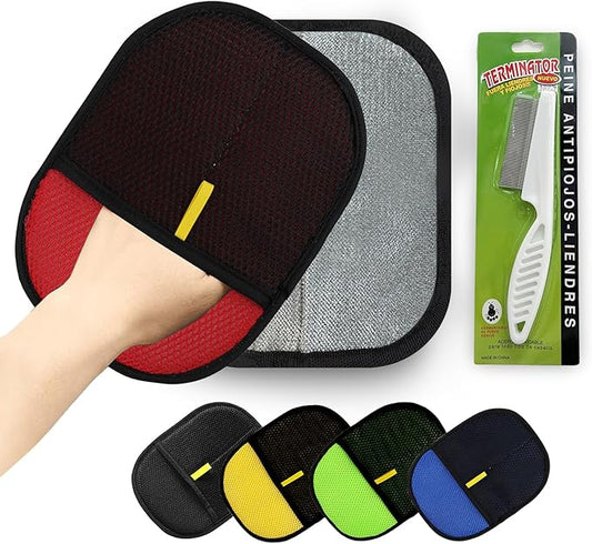 2pcs Set Pet Hair Remover Glove, Grooming Gloves for Dogs and Cats,Reusable Cat & Dog Hair Remover for Couch, Furniture (red)