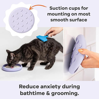 Awoo Lick Dish Silicone Dog & Cat Lick Mat & Slow Feeder with Suction Cups, Non-Slip, Dishwasher Safe, Extend Mealtime, Reduce Anxiety (Periwinkle)