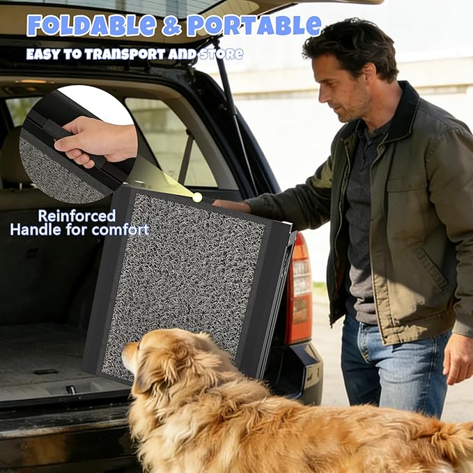 Dog Ramp for Car 71" x 20", Folding Pet Ramp for Large Dogs with Non-Slip Rug Surface, Portable Dog Car Ramp for SUV Car & Truck