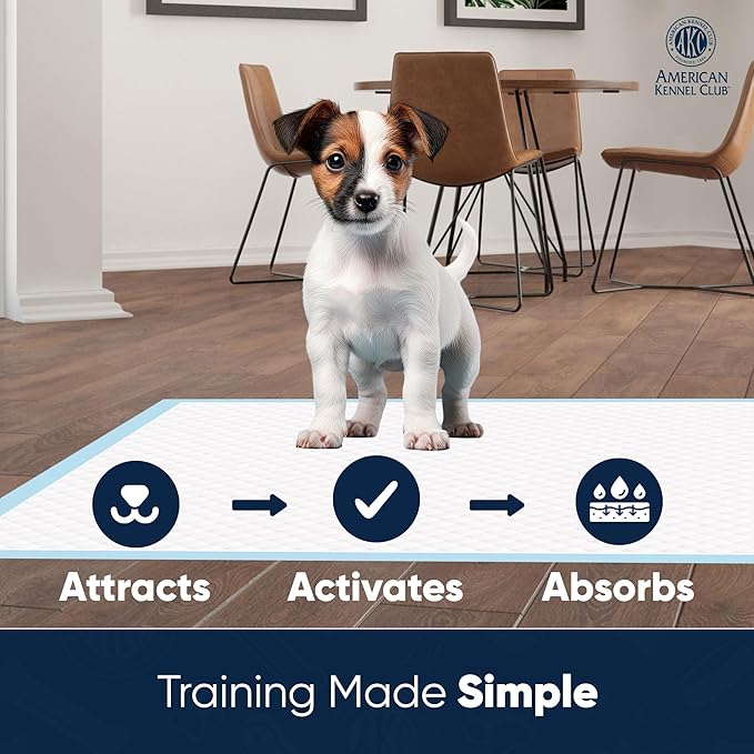 American Kennel Club Puppy Training Pads for Dogs, 150 Count, Fresh Cut Grass Scent, Absorbent Leak-Proof Dog Pee Pads in Box