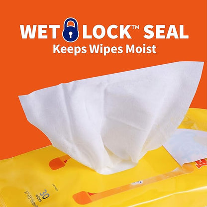 Wet Ones Dog Wipes, Pack of 2, 30 Count Total | Paw & Tushie | Tropical Splash Scent | Wet Lock Seal Pouch | With Chamomile
