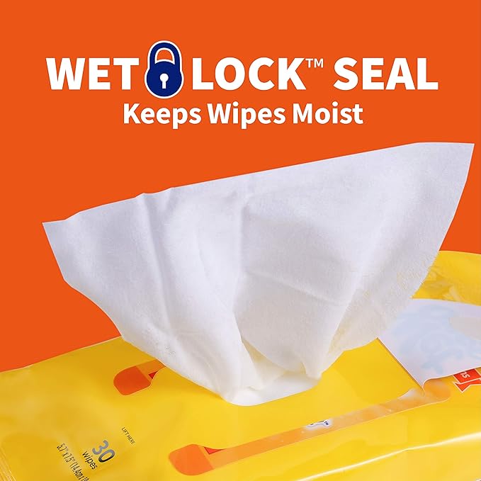 Wet Ones for Pets Paw & Tushie Dog Wipes with Chamomile, Tropical Splash Scent - Cleansing Wipes for Paws and Butt Between Baths with Wet Lock Seal, 30 Count - 8 Pack
