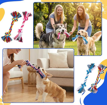 36-Pack Rope Dog Toys, Multi-Color Cotton Puppy Chew Teething Toys with Knots for Small and Medium Breed Pets, Interactive Tugging Fetch Play for Dental Health and Stress Relief