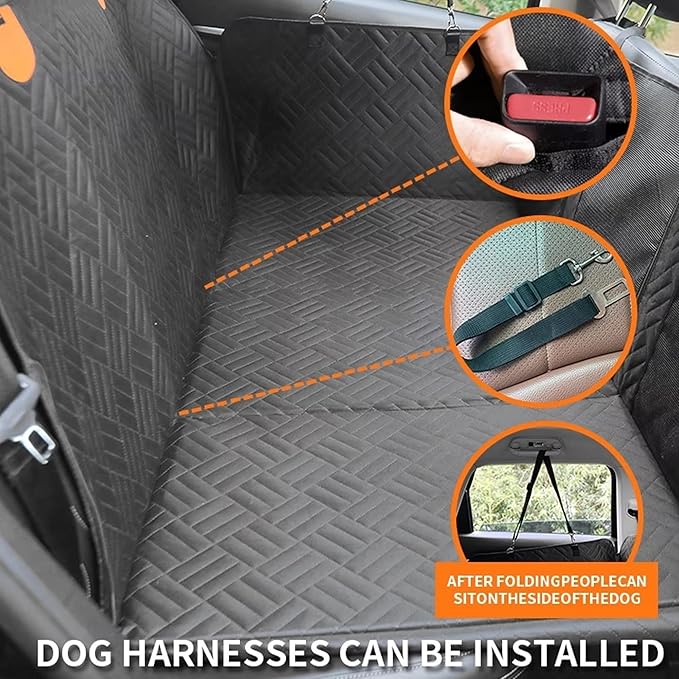 Serenica Back Seat Extender for Dogs, Hard Bottom Car Seat Cover for Dogs, Dog Hammock for Car, Back Seat Pet Cover for Dog