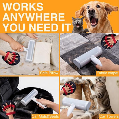 2 in 1 Pet Hair Removal Set, Reusable Dog Hair Remover & Cat Hair Remover, Pet Hair Remover with Roller & Glove, Pet Hair Removal Tool for Clothing, Couch, Furniture & Laundry