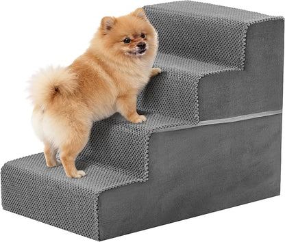 4-Step Dog Stairs for Large Dogs and Cats, 18in H Dog Steps for Couch, Sofa, Chair, Non-Slip Sturdy Pet Steps, Pet Ramp for High Bed Indoor