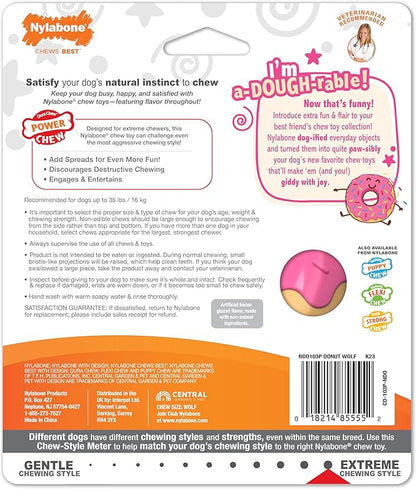 Nylabone Donut Power Chew Toy for Dogs, Dog Toys for Aggressive Chewers, Bacon Glazed Flavor, Medium Dogs - Up to 35 lbs, 1 Count