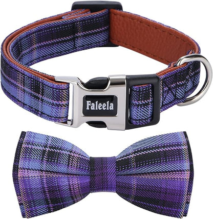 Faleela Soft &Comfy Bowtie Dog Collar,Detachable and Adjustable Bow Tie Collar,for Small Medium Large Pet (Purple, Small (Pack of 1))