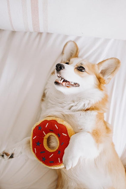 ZippyPaws - Original Donutz - No Stuffing, Squeaky Plush Dog Toy - Americana, Original Size (ZP1022)