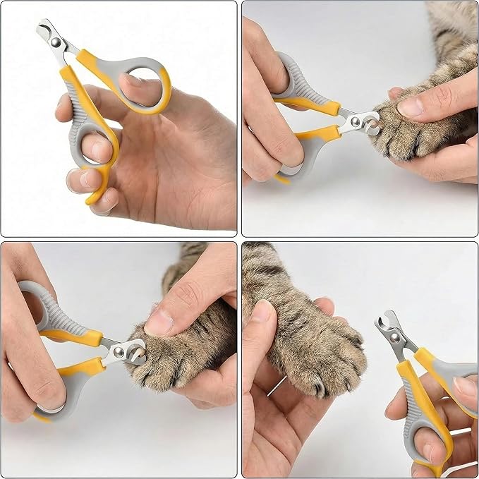 WePet Pet Nail Clippers U07.2, Professional Claw Trimmer, Scissor for Cats, Puppies, Kittens, Hamsters, Rabbits and Small Animals, Sharp, Safe, Small, Grey/Yellow