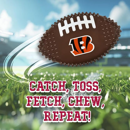 NFL Cincinnati Bengals Mega-chew Hard Nylon Bacon-flavored Dog Bone Football Chew Toy. Interactive Tasty Fun Dog Chew Toy. Indestructible Strong Durable Chew Toy Tough Pet Toys for Aggressive Chewers