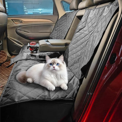 Dog Car Seat Cover for Back Seat, Backseat Cover Protector for Most Cars, SUVs, Small Trucks, Watertight Nonslip Rear 60/40 Split Bench fits Middle Armrest Black