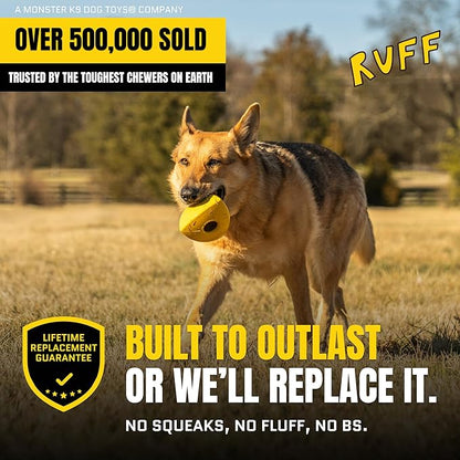 Virtually Indestructible Pyramid Dog Toy - Lifetime Replacement - Tough, Durable Chew Toy for Aggressive Chewers - Safe Non-Toxic Natural Rubber - Chew, Tug, Fetch - Med/Large Breed - 5"x4"