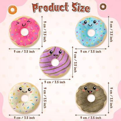 L1rabe Donut Catnip Stuffed Toys - 5Pcs National Pet Day Funny Dessert Organic Cat Toys Pet Supplies, Indoor Cats Chew Bite Teething Tools Kittens Catmint Birthday Gifts Interactive Supplies