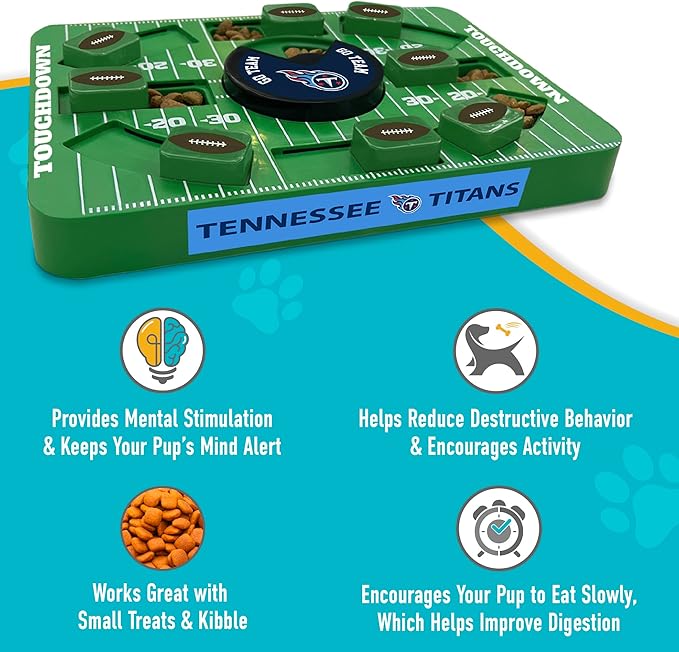 Pets First NFL Tennessee Titans Large Puzzle Toy, New Size, Interactive Dog Treat & Slow Feeding Toy