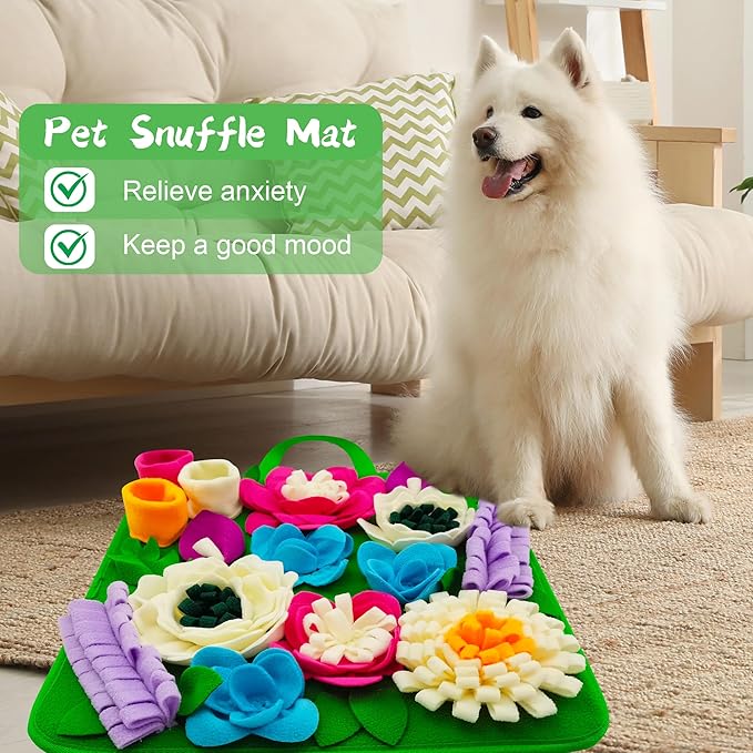 Snuffle Mat for Dogs Sniffing Feeding Mat for Small and Medium Breed Dogs and Cats Non-Slip/Portable/Durable Interactive Puzzle Pet Puppies Toys Encourages Natural Foraging Skills
