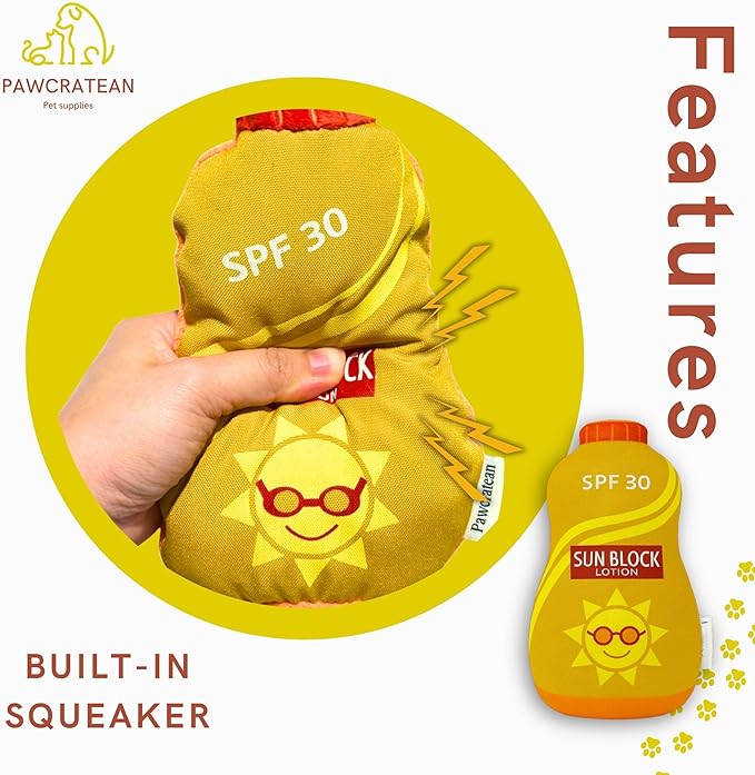 7" Squeaky Plush Toy for Puppies Small Dogs Self Etertainment Washable Soft Made [PET ONLY] (Lotion Bottle)