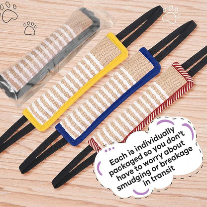 Kacctyen 4 Pcs Dog Tug Toys, Jute Pillow Pull Toy with 2 Strong Handles Tug of War Interactive Play Puppy Training Equipment for Medium to Large Dogs, 4 Colors(Dark Color)