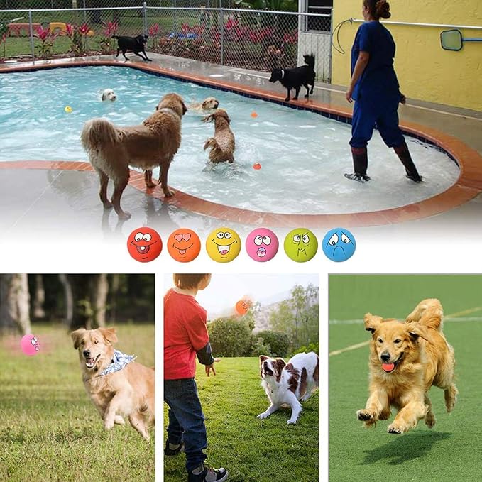 Latex Dog Chewing Squeaky Ball Toys Face Fetch Play Toy for Puppy Small Medium Pets Dog cat 6PCS/Set