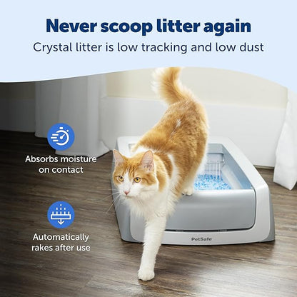 PetSafe ScoopFree Crystal Pro Legacy Self-Cleaning Automatic Litter Box - Uncovered Motion-Sensing Cat Box with Integrated Health Counter - Includes 1 Disposable Crystal Litter Tray