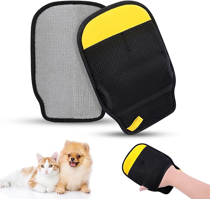 SAWMONG 2Pcs Pet Hair Removal Glove, Pet Hair Remover Glove for Cleaning Shed Fur from Dogs & Cats with Thumb Hole for Better Fit, Reusable Pet Hair Removal Tool for Couch,Clothes, Carpet, Curtain