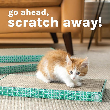 Kitty City Cat Scratcher Refill – 3-Pack Durable Corrugated Cardboard Scratch Pads with Catnip – Double-Sided for Longer Use, Cat Claw Maintenance & Furniture Protection - Size: 13.25" x 13.25"
