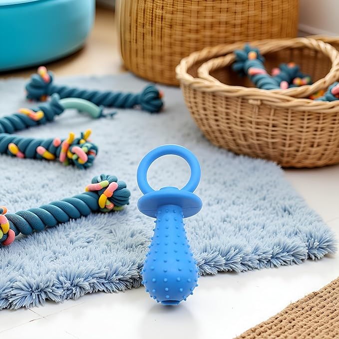 Blue Dog Pacifier,Chew Toys,Mini Bite Resistant Bell Shape Rubber Pacifier,Pet Dog Puppy Molar Chew Training Toy,Bell Chewing Playing Training Toys for Pet Puppy Dog Cat Pet Supplies，Chew Toys, 1