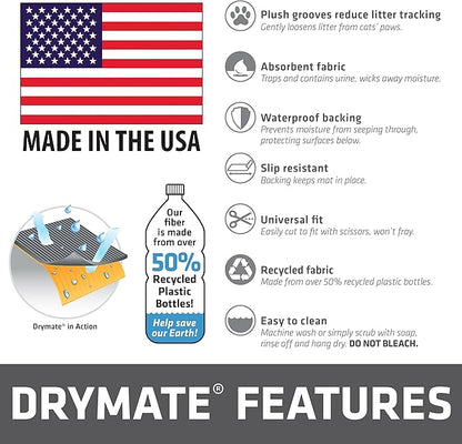Drymate Cat Litter Box Mat, Litter Trapping Mat, Waterproof, Urine-Proof, Absorbent, Machine Washable, Soft on Paws, Contains Mess, Protects Floors, Kitten Supplies, Charcoal, 30x45 Jumbo XXL