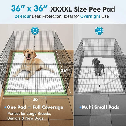 Gimars 4XL 36"x36" Thicken Heavy Absorbency Dog Pad Extra Large- Jumbo Disposable Polymer Quick Dry No Leaking Pee Pads for Dogs, Cats, Rabbits Pets 30 Counts-Green